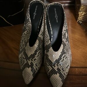 Ladies size 10 snakeskin mules. Gently worn five times.